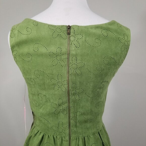 New Betsey Johnson Faux Suede Dress 2 Lazer Cut Skater Fit & Flare Coquette - Picture 7 of 15